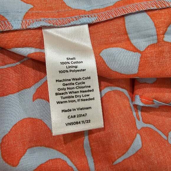 Women's Talbots Puff Sleeve Poplin Dress Jacobean Blue/Orange Size 6 - Picture 6 of 8